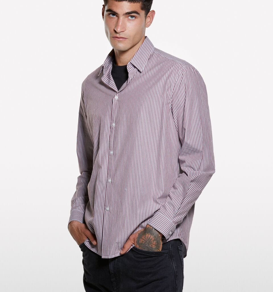 Πουκάμισο ροζ με χρωματιστό νήμα - πουκάμισα regular ανδρικά - Ροζ | Sisley image number 3